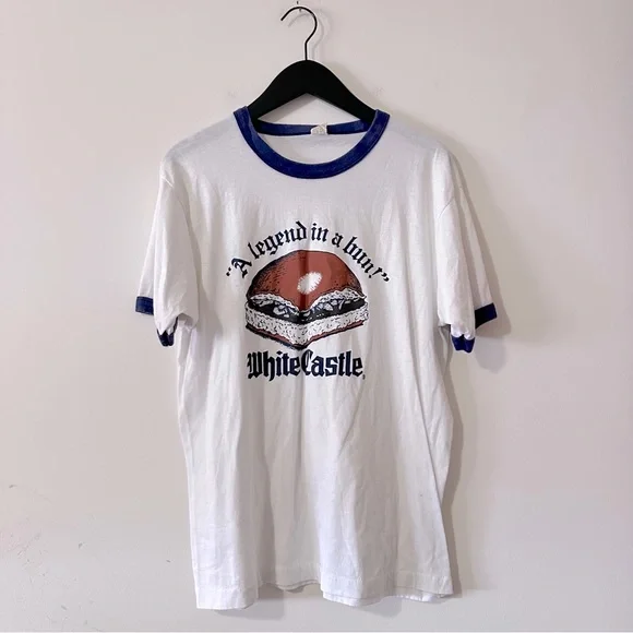 White Castle Men's Emblem Ringer T-Shirt - Officially Licensed Classic Fast Food Tee - View #2